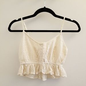 band of gypsies Cream Lace Camisole Crop Top